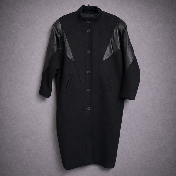 le chateau Jackets & Blazers - Vintage Le Château Wool Coat w/ Leather Shoulders | Made in Canada (circa 1990s)